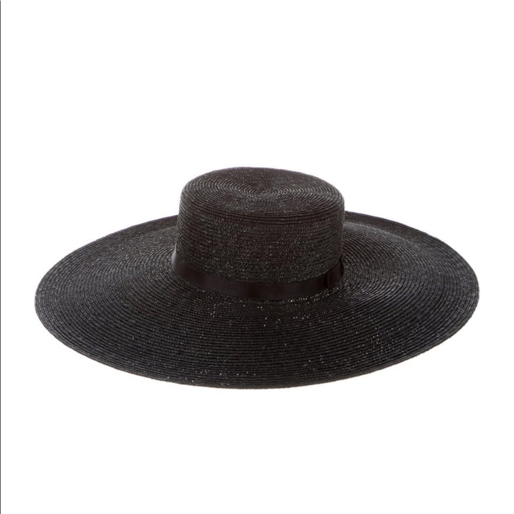 Chanel 2020 straw wide brim hat black NWT - Picture 2 of 13